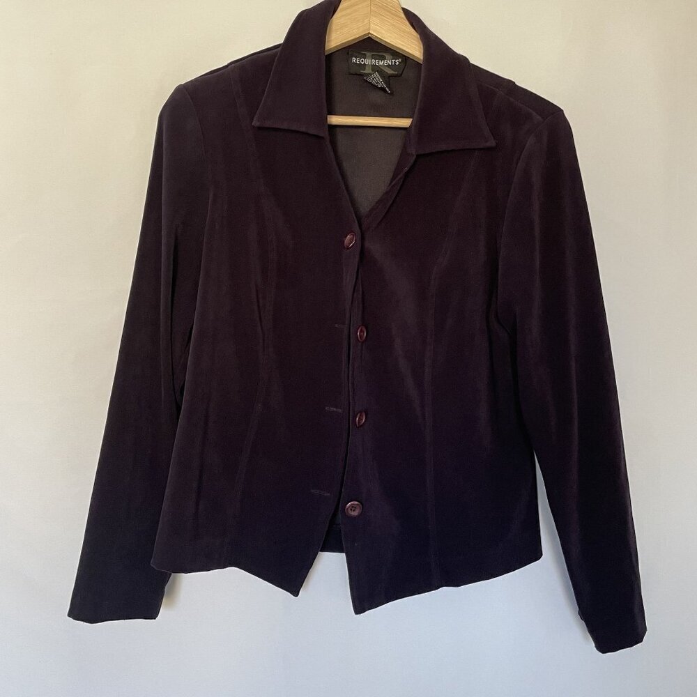 Requirements purple velvet texture women's size S business casual blazer buttons